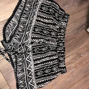 black and white tribal print shorts